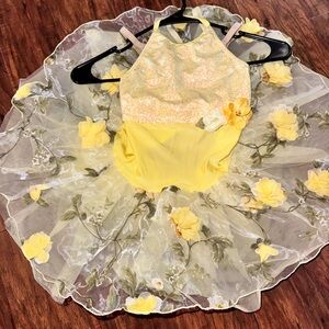 Revolution  dancewear Yellow floral ballet outfit.